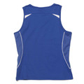 Royal blue ladies singlet with white contrast piping along sides and shoulder panels