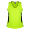 Neon Yellow+Black | Plain Ladies Sports Contrast Singlet 