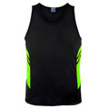 Black+Neon Green | Plain Kids Sports Contrast Singlet