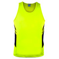 Neon Yellow+Black | Plain Kids Sports Contrast Singlet