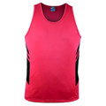 Neon Pink+Black | Plain Kids Sports Contrast Singlet