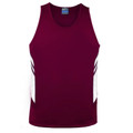 Maroon+White | Blank Childrens Sports Active Singlet