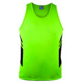 Neon Green+Black | Plain Kids Sports Contrast Singlet