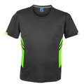 Slate+Neon Green TALENT Men's Contrast Sports T-Shirt featuring breathable moisture-wicking fabric, stylish contrast side panels, and a lightweight athletic fit for gym training and team sports.
