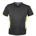 Slate+Neon Yellow TALENT Men's Contrast Sports T-Shirt featuring breathable moisture-wicking fabric, stylish contrast side panels, and a lightweight athletic fit for gym training and team sports.