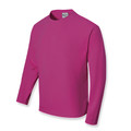 Magenta long sleeve polyester t-shirt with crew neck and clean front panel for decoration