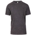 Charcoal stone washed cotton t-shirt with distressed texture and crew neck