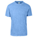 Sky blue stone washed crew neck t-shirt with faded vintage texture and short sleeves
