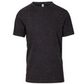 Charcoal stone washed cotton tee with faded distressed finish and crew neck