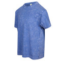 Royal blue stone washed cotton t-shirt with distressed finish and crew neck