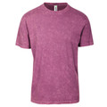 Mauve stonewashed cotton t-shirt with mottled acid wash finish and crew neck