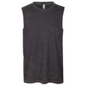 Charcoal grey stone washed cotton muscle tank with textured finish and crew neckline