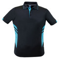 Black+Teal | Plain Kids Contrast Sports Polo Shirt