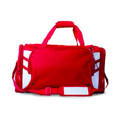 Red + White Talent plain contrast sports duffle bag, a large gym and team bag ideal for wholesale bulk purchase and custom logo embroidery.