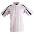 White + Navy Loyal Men's Truedry Contrast Sport Polo Shirt, a quick-dry, moisture-wicking top ideal for team uniforms, golf, or activewear.