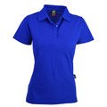 Royal blue ladies polo shirt with collar and button placket in easy care poly-cotton fabric