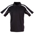 Black+White LOYAL Kids TrueDry Contrast Sport Polo Shirt featuring moisture-wicking technology, breathable mesh panels, and a vibrant contrast color design for school sports and junior athletics.