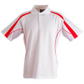 White+Red LOYAL Kids TrueDry Contrast Sport Polo Shirt featuring moisture-wicking technology, breathable mesh panels, and a vibrant contrast color design for school sports and junior athletics.
