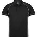 Black+Silver | Mens Contrast Piping Sports Polo Shirts