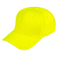 Fluoro yellow structured six-panel baseball cap with smooth front crown and curved peak