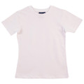 Pale pink fitted women's t-shirt with crew neck and short sleeves on white background
