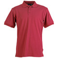Raspberry pink short sleeve polo shirt with matching collar and three-button placket