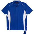 Royal blue polo shirt with white side panels and contrast piping detail