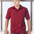 Maroon short sleeve polo shirt with classic collar and button placket