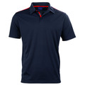 STIX men's rapid cool contrast polo shirt, featuring quick-dry moisture-wicking fabric and UPF 30+ sun protection, ideal for sports or work uniforms.-Navy+Red