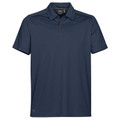Navy blue polo shirt with contrast piping detail on sleeves and collar placket