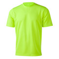 Safety yellow unisex crew neck tee with short sleeves and textured mini waffle CoolDry fabric