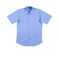 Sky blue short sleeve wrinkle-resistant shirt with collar and chest pocket
