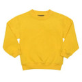 Sunflower yellow kids crew neck sweatshirt flat lay with ribbed cuffs and hem, smooth front panel
