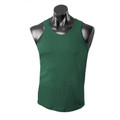 Forest green sleeveless singlet with crew neck and mini waffle knit texture on mannequin