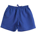 Royal blue kids microfibre sports shorts with elastic waistband, drawcord and side pockets