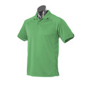 Apple Green+Black FINERY Men's Polo Shirt featuring a breathable Birdseye knit and Driwear technology for superior moisture wicking, styled with a classic collar for corporate and hospitality uniforms.