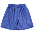 Royal blue kids soccer shorts with elasticated waistband and side panels in moisture-wicking fabric