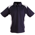 Navy White Secret men's quick-dry TrueDry mesh short sleeve polo shirt with contrast piping, featuring moisture-wicking and anti-bacterial properties for team wear and corporate uniforms.