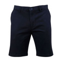 Navy chino shorts with belt loops, flat front panel and tailored slim fit styling