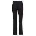 Black ladies straight-leg chino pants, rear view showing back pockets and clean tailored finish
