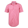 Red+White Kadina Men's Short Sleeve Gingham Checkered Shirt, a stylish and professional button-up top ideal for corporate or business uniforms.