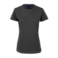 Charcoal grey women's fitted crew neck t-shirt with short sleeves and smooth cotton construction