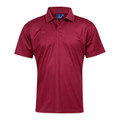 Maroon CoolDry polo shirt with collar and three-button placket on white background