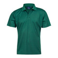 Forest green CoolDry polo shirt with collar and button placket, short sleeves, ideal flat chest panel for decoration