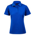 Royal blue ladies short sleeve polo shirt with collar and button placket