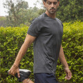 Charcoal marled short sleeve tee with contrast stitching detail on crew neck and sleeves