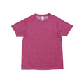 Raspberry marl men's crew neck performance tee with raglan sleeves and subtle heathered texture