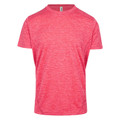 Coral pink heathered marl performance tee with crew neck and contrast stitching detail