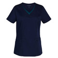 Navy+Teal | Ladies TrueDry Contrast Trim Scrub Top