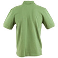 Sage green cotton polo shirt back view showing flat knit construction and short sleeves with ribbed collar